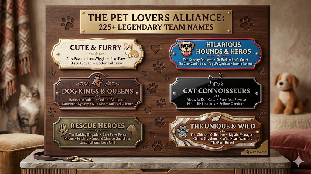 Pet Lovers Team Names