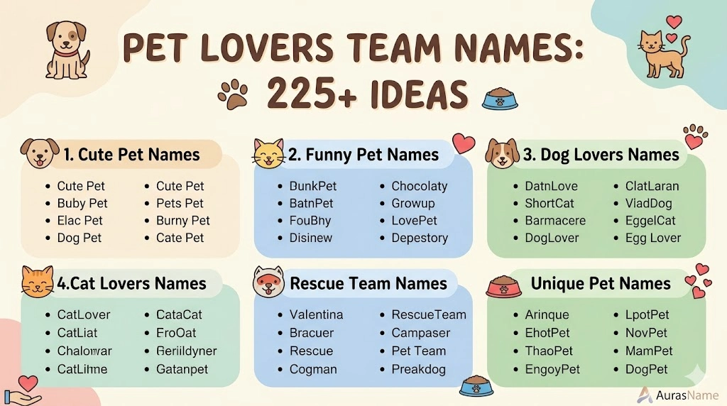 Pet Lovers Team Names