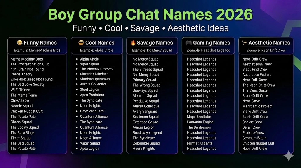 Boy Group Chat Names